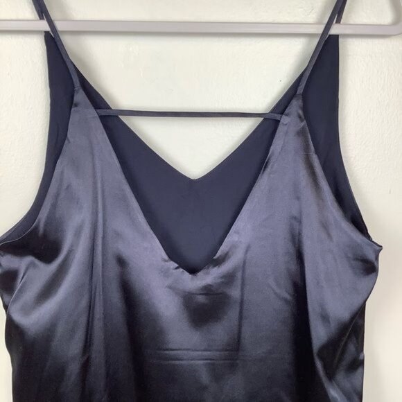 Love J Navy Blue Satin V-Neck Slip Dress Women XL With Scarf NEW NWT - Picture 5 of 7
